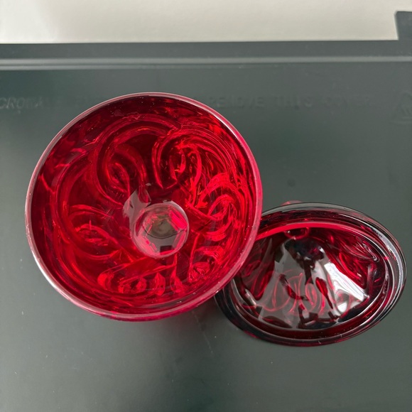Vintage L G Wright Glass Ruby Red Double Ring 7” Candy Dish-Gently Used - Picture 4 of 5
